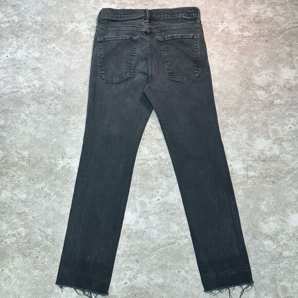 Mother Superior The Scrapper Cuff Ankle Jeans Size 27 Black Frayed Hem - Picture 2 of 10